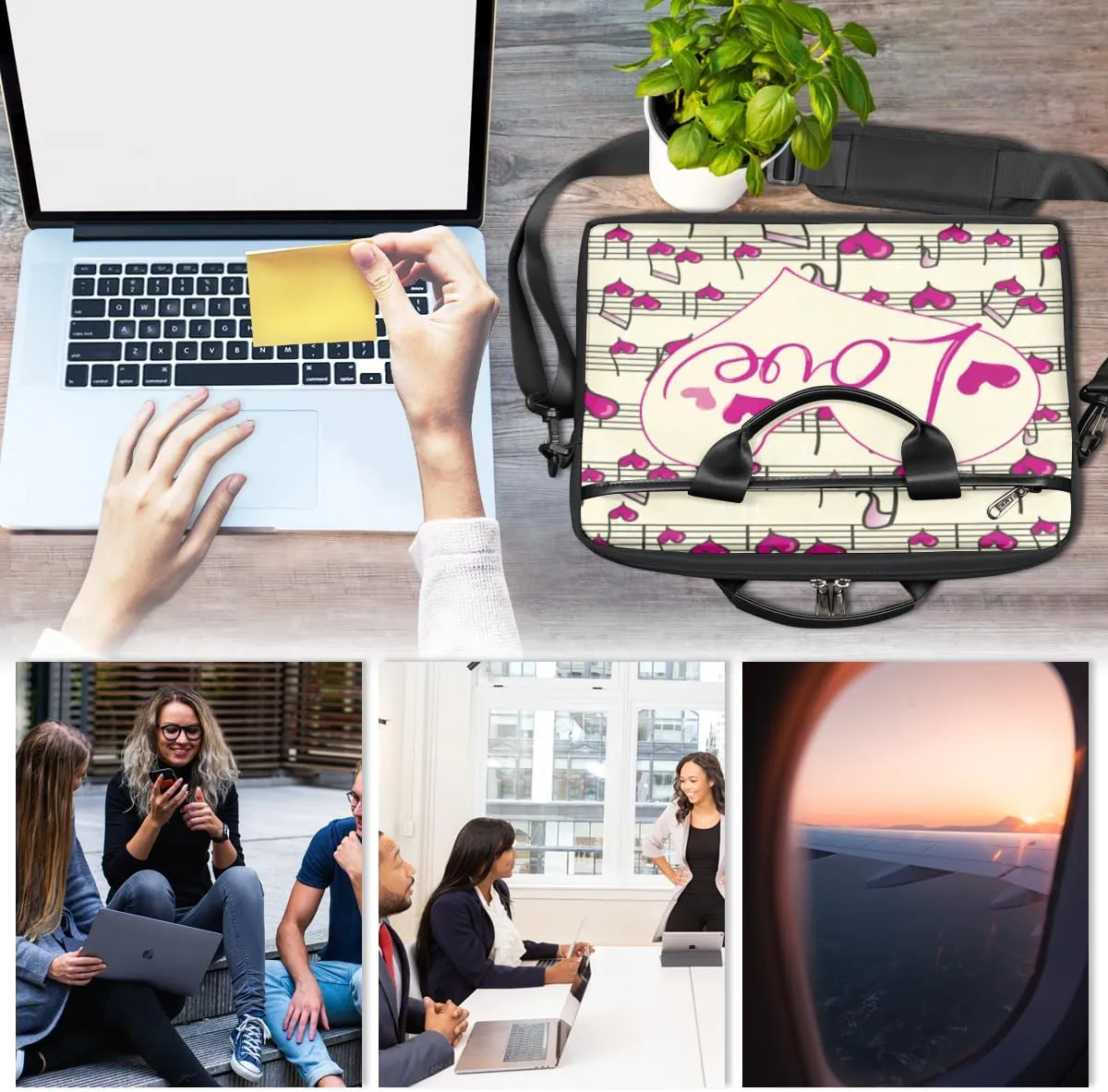 Modern Geometric Laptop Shoulder Bag for Tablet Computer Notebook Sleeve Messenger Carrying Case Briefcase Tote