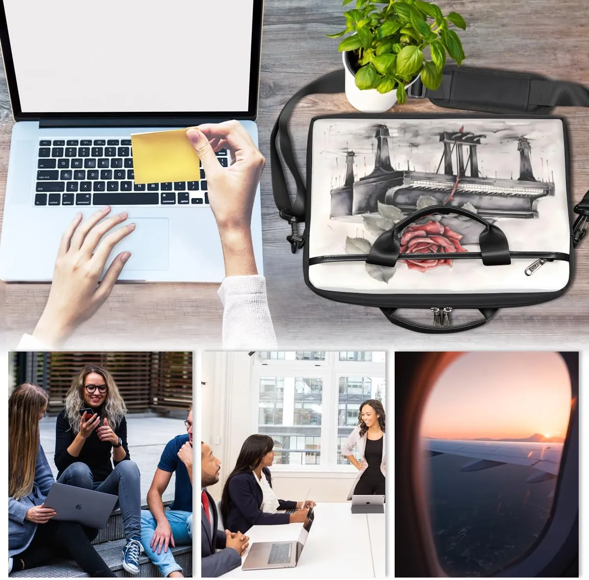 Modern Geometric Laptop Shoulder Bag for Tablet Computer Notebook Sleeve Messenger Carrying Case Briefcase Tote