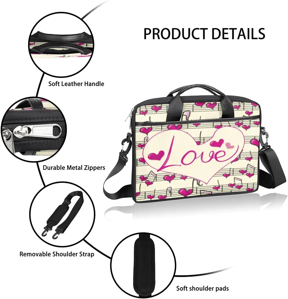 Modern Geometric Laptop Shoulder Bag for Tablet Computer Notebook Sleeve Messenger Carrying Case Briefcase Tote
