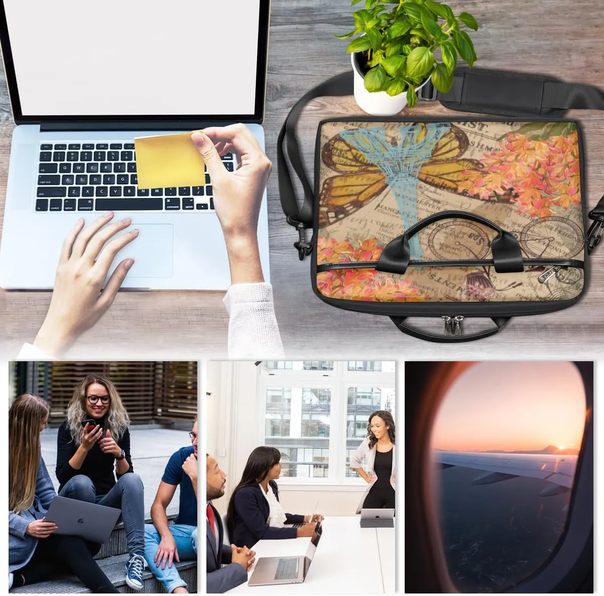 Modern Geometric Laptop Shoulder Bag for Tablet Computer Notebook Sleeve Messenger Carrying Case Briefcase Tote