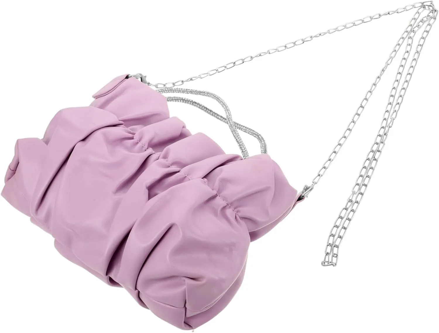Modern Women's Handbag Soft Pleated Shoulder Crossbody Bag Chain Evening Purse for Party