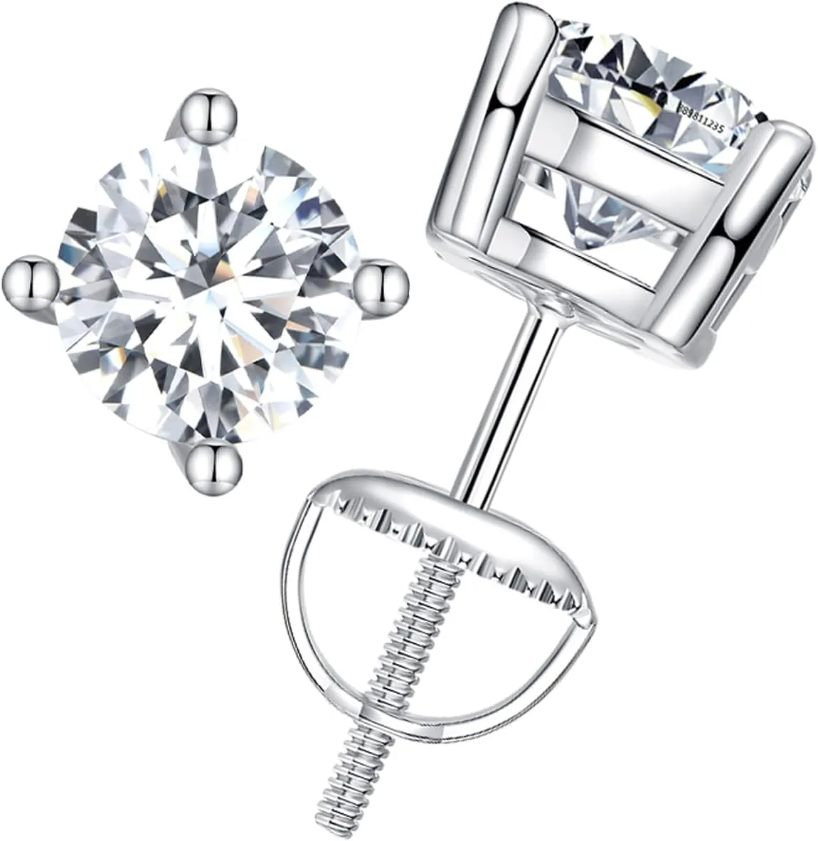 Moissanite Stud Earrings for Men Women 0.5ct/1.0ct/2.0ct D Color VVS1 Clarity Lab Created Diamond Earrings White Gold Plated 925 Sterling Silver Hypoallergenic Stud Earrings for Women Girls
