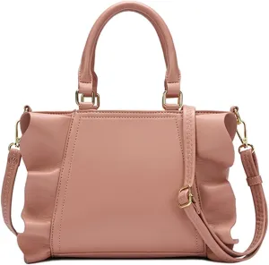 Molodo Handbags for Women Stylish Vegan Leather Satchel Bag Pleated Ruffle Tote Crossbody Bag Purse