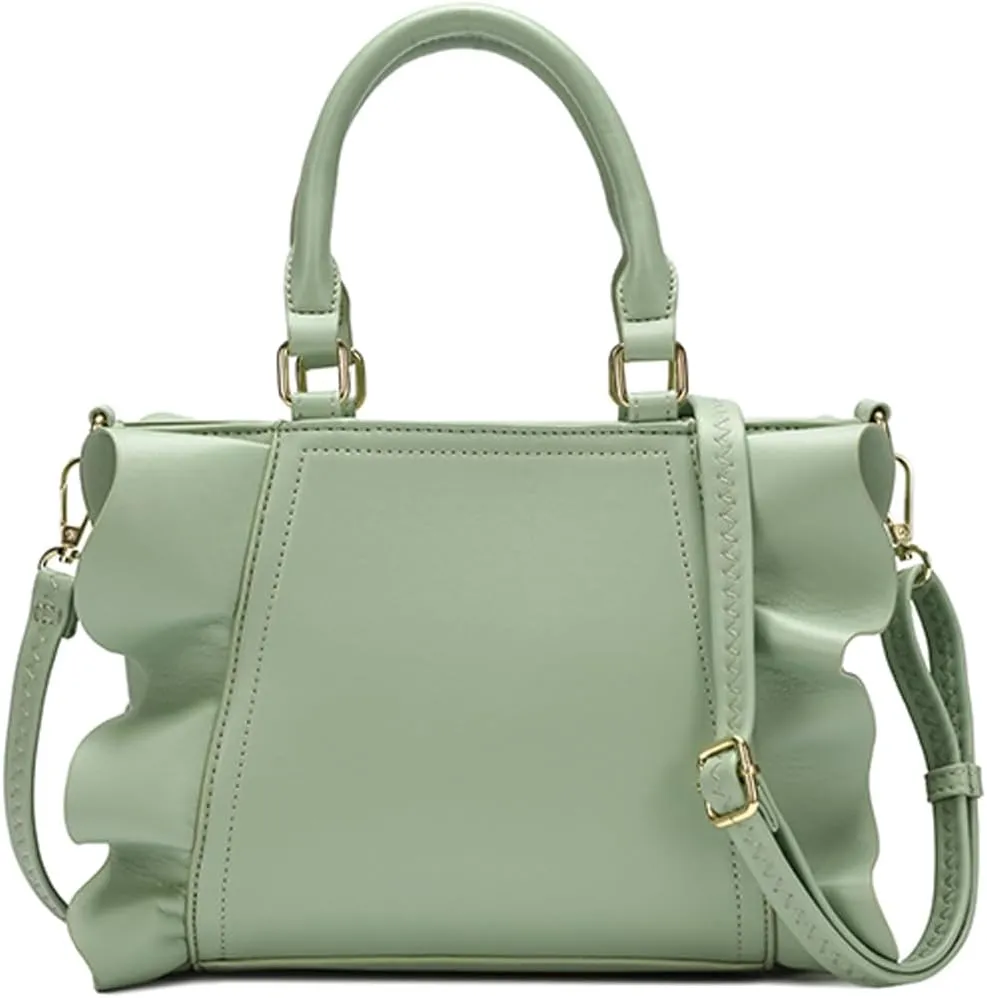 Molodo Handbags for Women Stylish Vegan Leather Satchel Bag Pleated Ruffle Tote Crossbody Bag Purse
