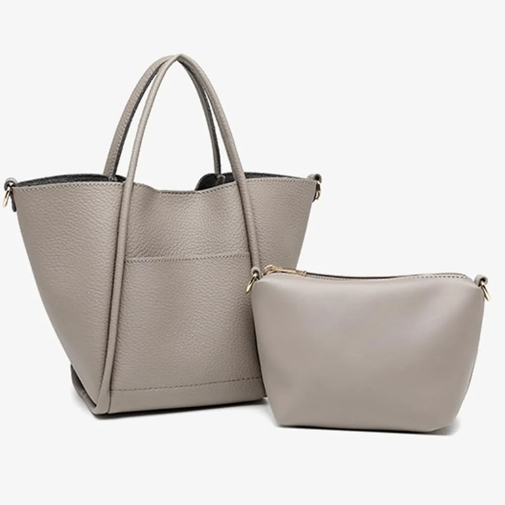 Molodo Handbags for Women Vegan Leather Satchel Bag Stylish Solid Color Shoulder Bucket Bag