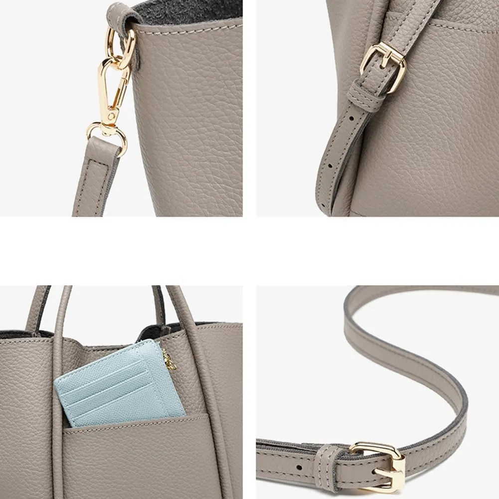 Molodo Handbags for Women Vegan Leather Satchel Bag Stylish Solid Color Shoulder Bucket Bag