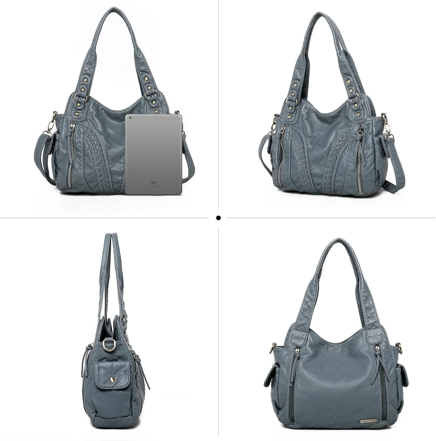 Montana West Washed Leather Hobo Bags for Women Roomy Handbags with Crossbody Strap