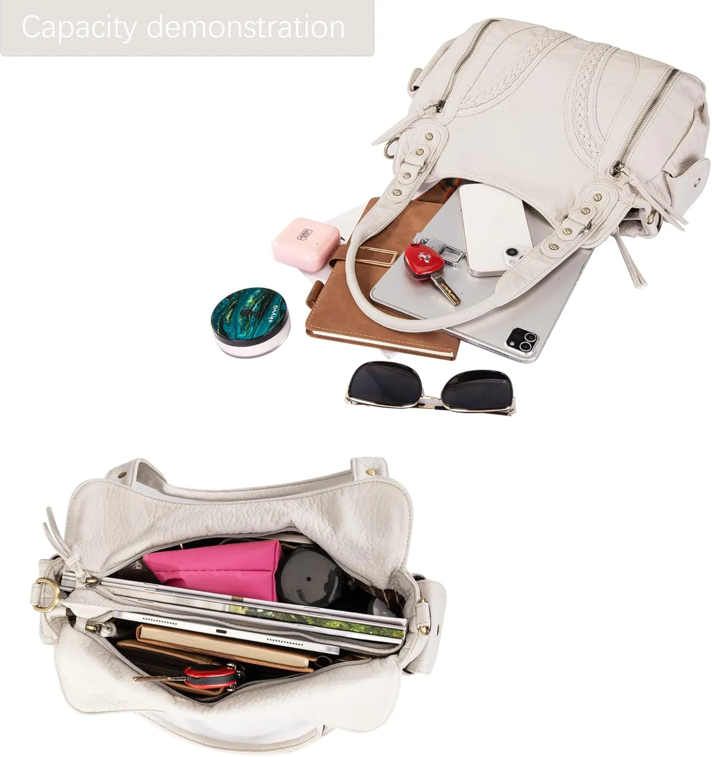 Montana West Washed Leather Hobo Bags for Women Roomy Handbags with Crossbody Strap