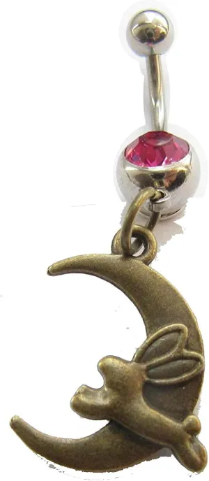 Moon and Sun Belly Button Ring, Navel Ring, Belly Button Jewelry, Body Jewelry, Celestial Belly Ring