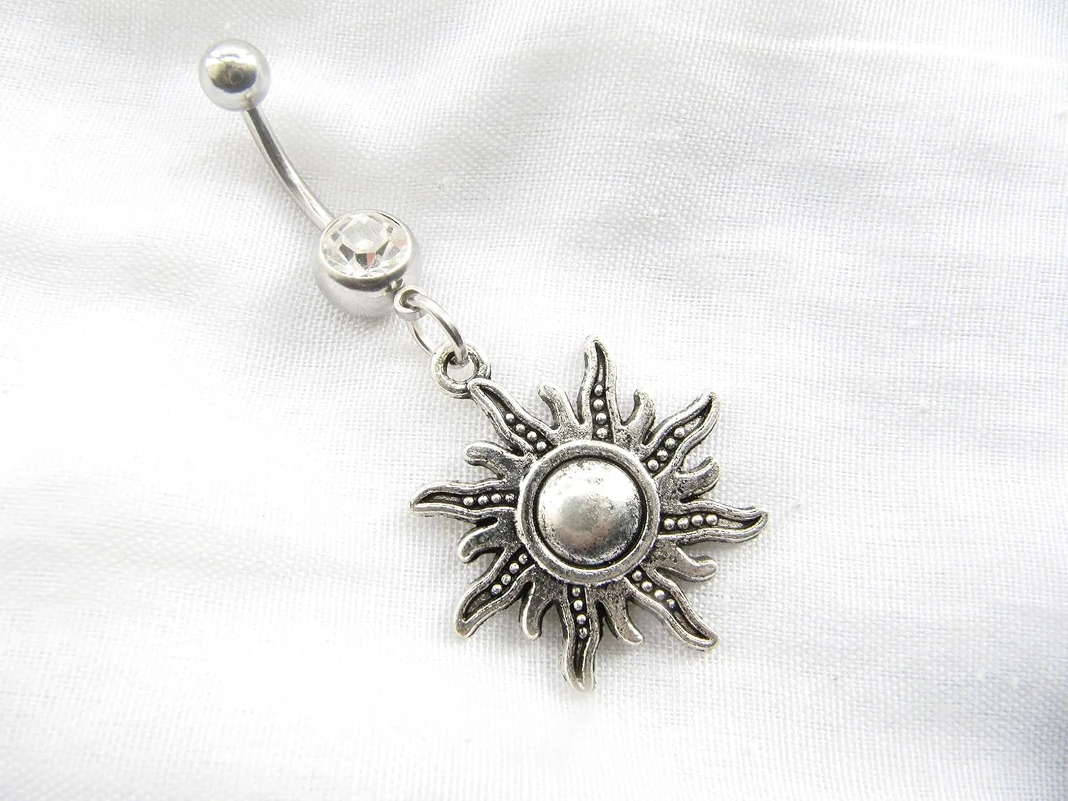 Moon and Sun Belly Button Ring, Navel Ring, Belly Button Jewelry, Body Jewelry, Celestial Belly Ring