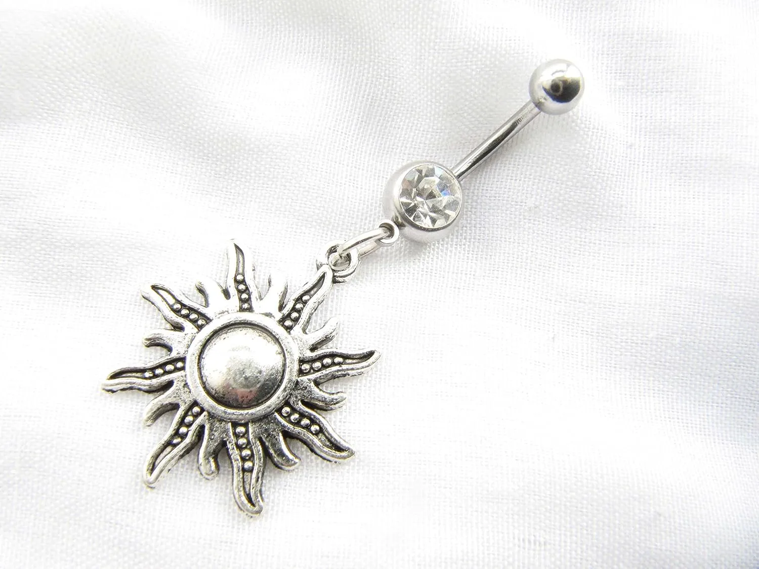 Moon and Sun Belly Button Ring, Navel Ring, Belly Button Jewelry, Body Jewelry, Celestial Belly Ring