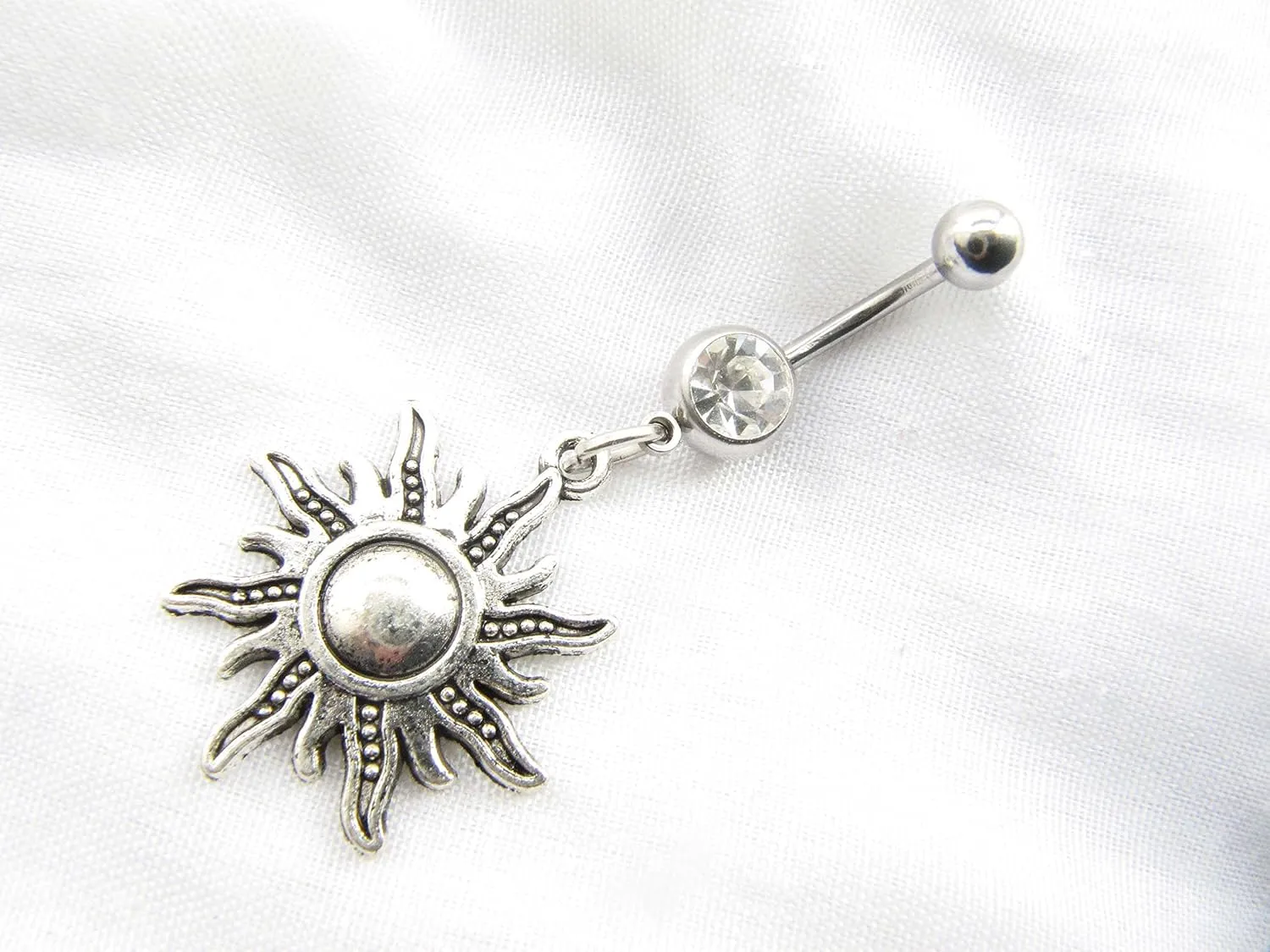 Moon and Sun Belly Button Ring, Navel Ring, Belly Button Jewelry, Body Jewelry, Celestial Belly Ring