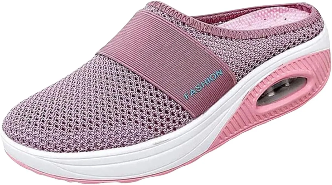Mules for Women Comfortable Diabetic Air-Cushion Slip On Walking Clogs Shoes Closed Toe Breathable Orthopedic Diabetic Slippers with Arch Support