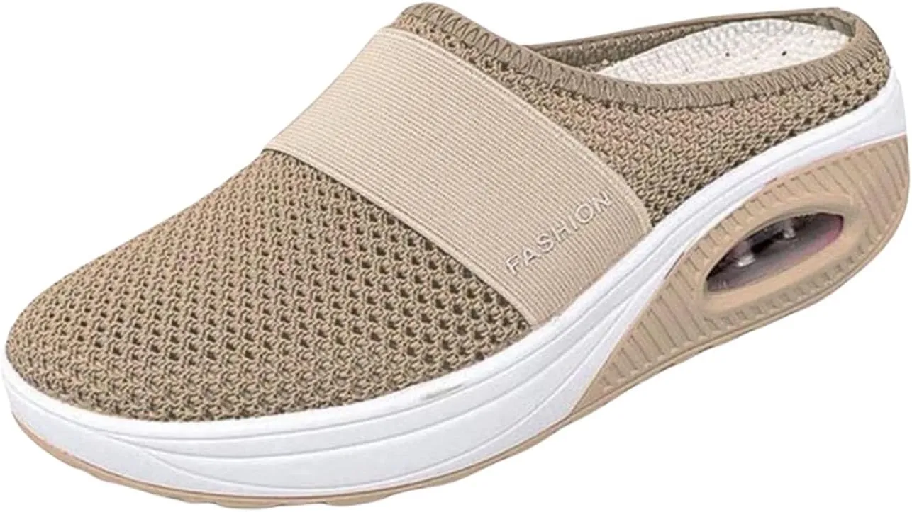 Mules for Women Comfortable Diabetic Air-Cushion Slip On Walking Clogs Shoes Closed Toe Breathable Orthopedic Diabetic Slippers with Arch Support