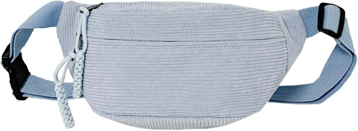 Muloo Fashionable Corduroy Waist Bag for Women Stylish and Convenient Fanny Pack Chest Bags for Casual Outings, app. 34x15x11cm /13.38x5.9x4.33in, Green