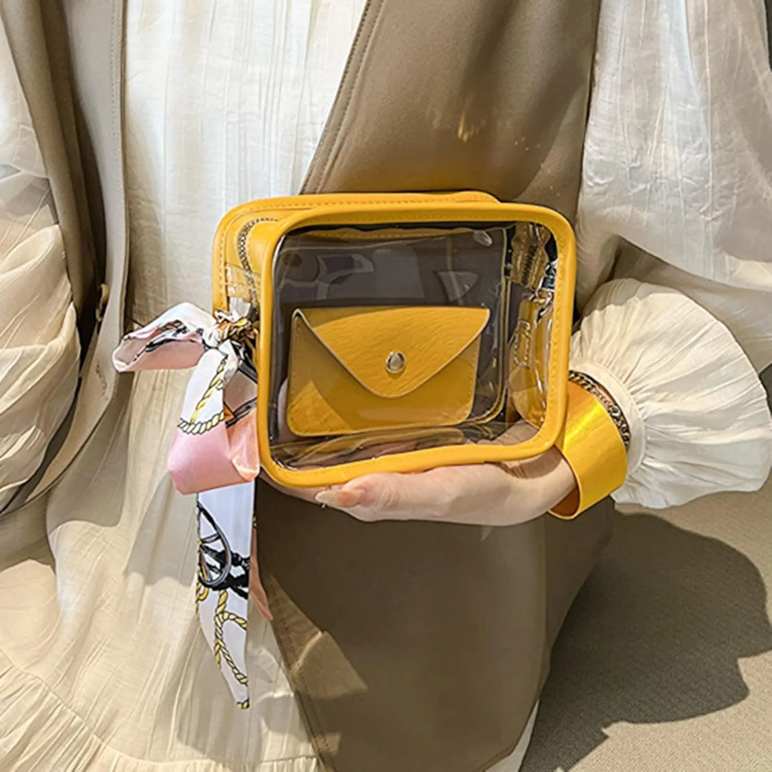 Multi Pocket Shoulder Bags for Woman Lightweight Quilted Fabric Handbags for Women Cute Purse for Women Trendy(Yellow)