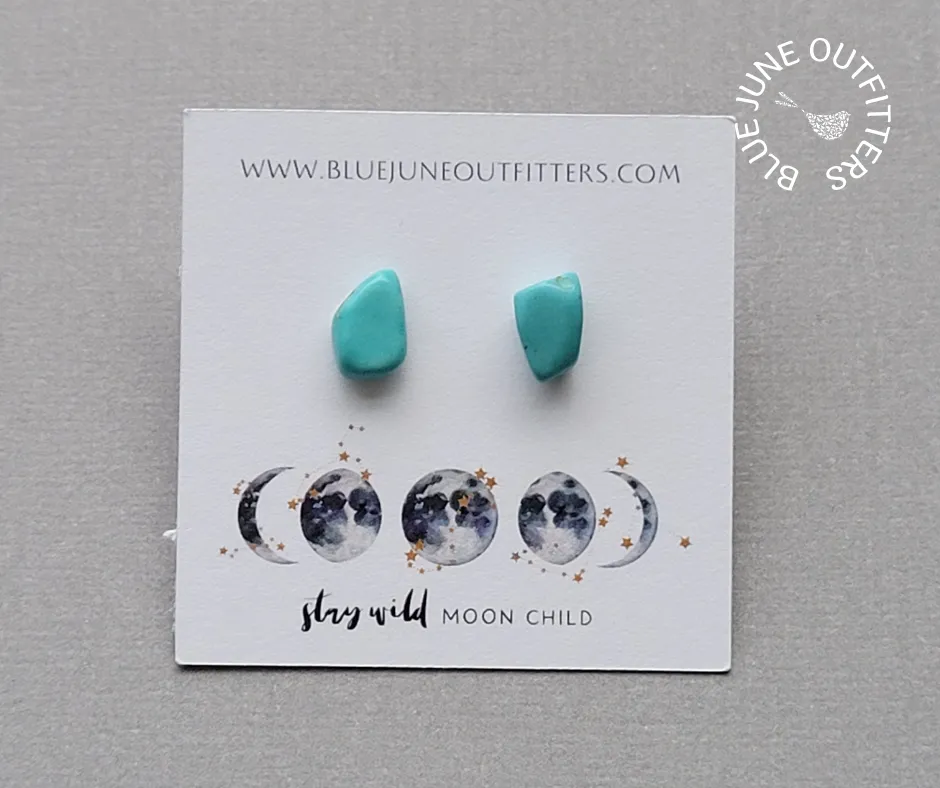 Natural Turquoise Gemstone Stud Earrings