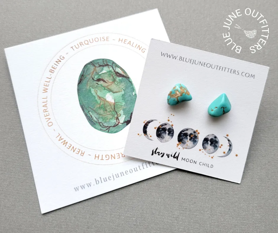 Natural Turquoise Gemstone Stud Earrings