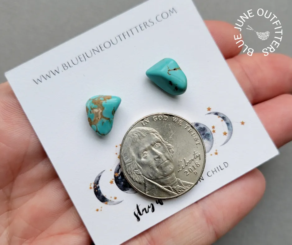 Natural Turquoise Gemstone Stud Earrings