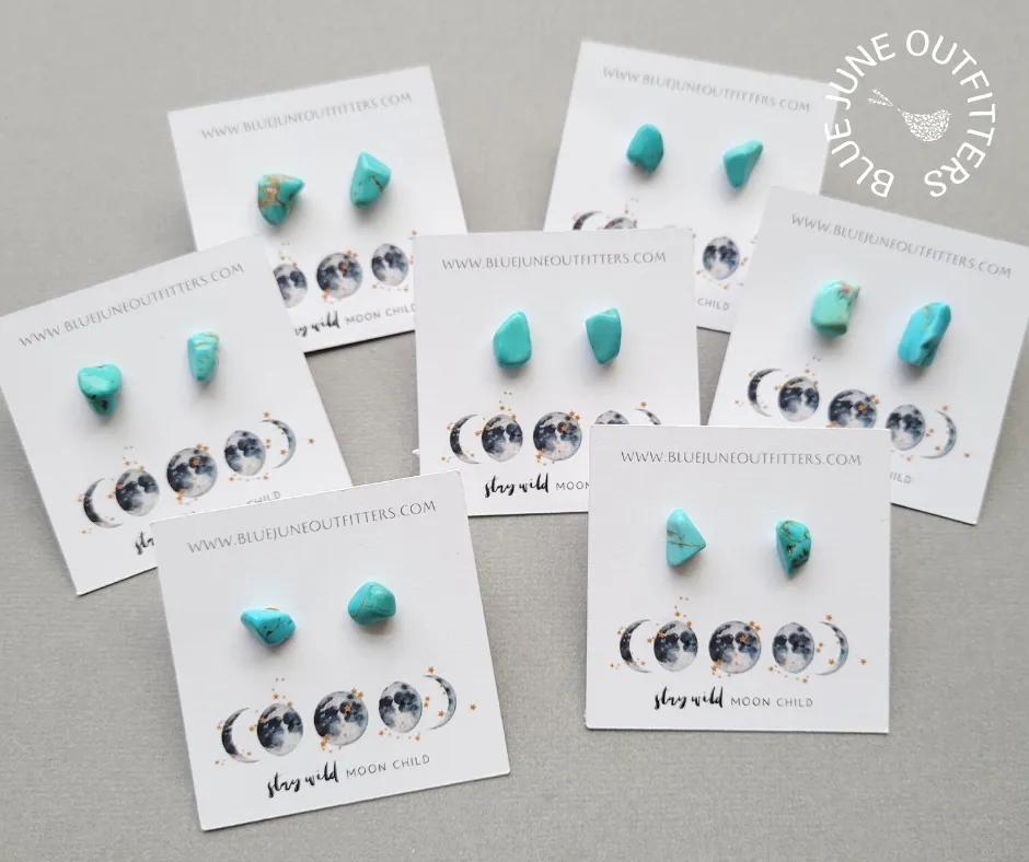 Natural Turquoise Gemstone Stud Earrings