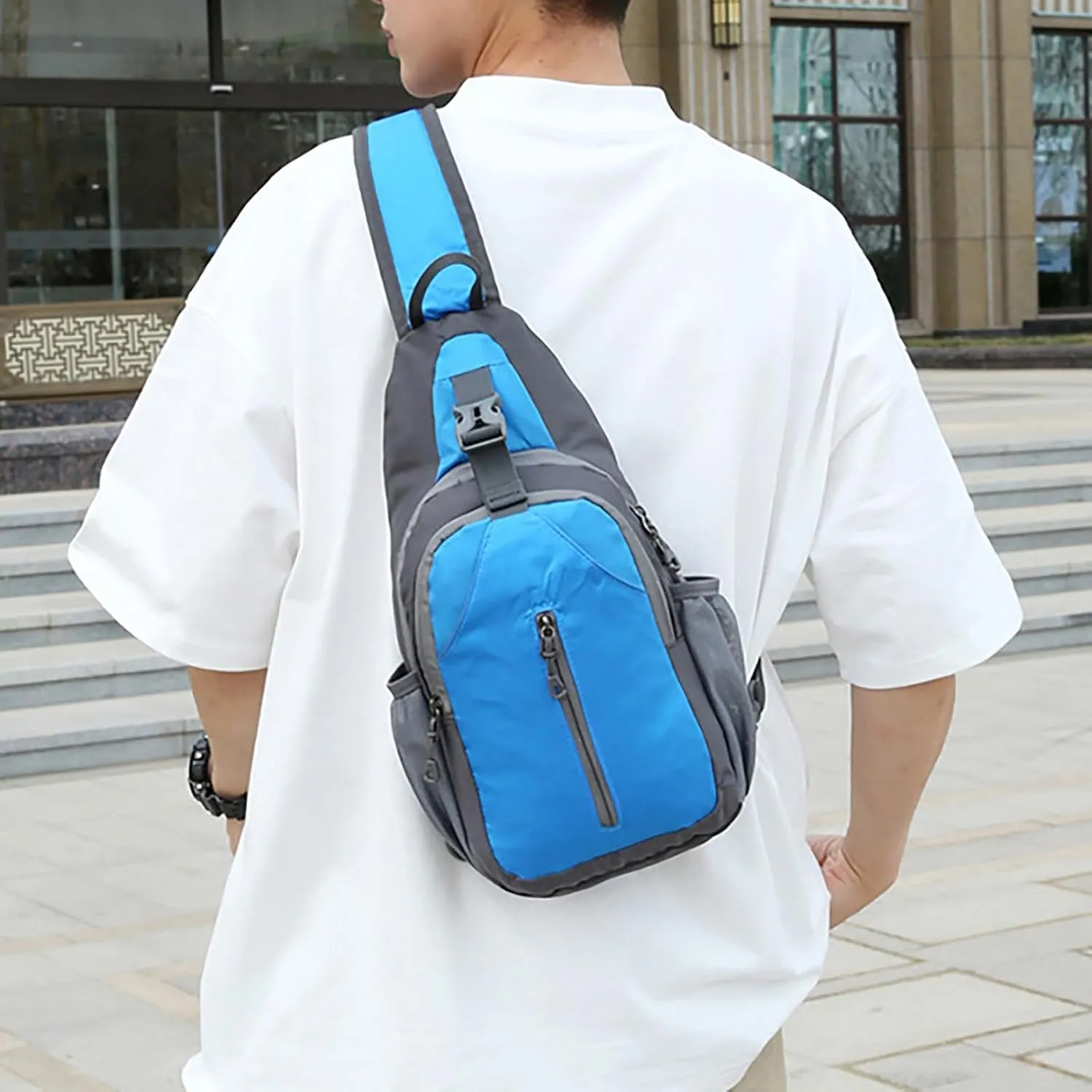 New Casual Messenger Bags Sports Male And Female Students Simple One Shoulder Splash Proof Outdoor (Blue, One Size)