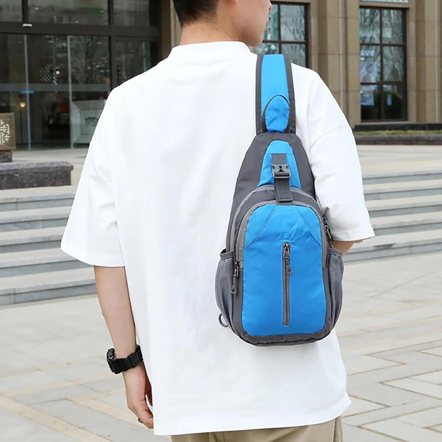 New Casual Messenger Bags Sports Male And Female Students Simple One Shoulder Splash Proof Outdoor (Blue, One Size)