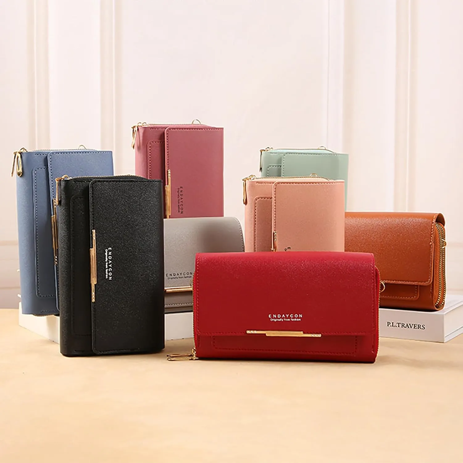 New Women's Wallet Korean Multifunctional Shoulder Bags Medium Long Clutch Bags Purse Bag for Men (Grey, One Size)