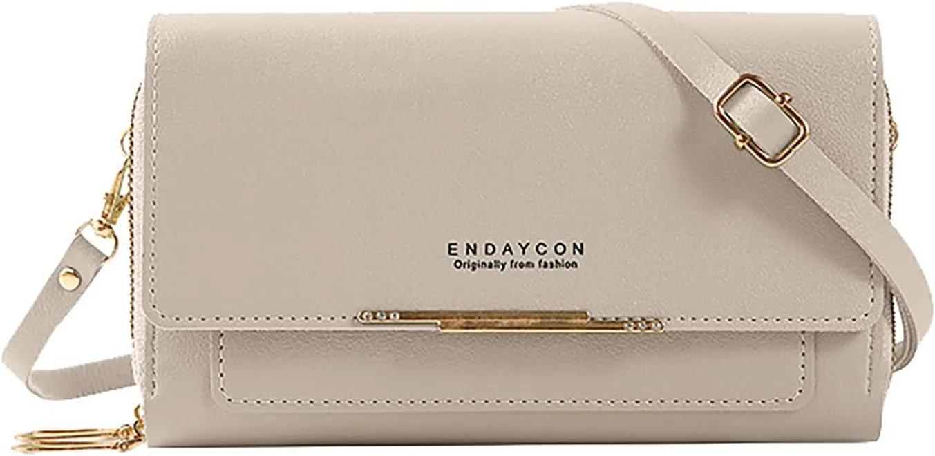 New Women's Wallet Korean Multifunctional Shoulder Bags Medium Long Clutch Bags Purse Bag for Men (Grey, One Size)
