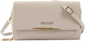 New Women's Wallet Korean Multifunctional Shoulder Bags Medium Long Clutch Bags Purse Bag for Men (Grey, One Size)