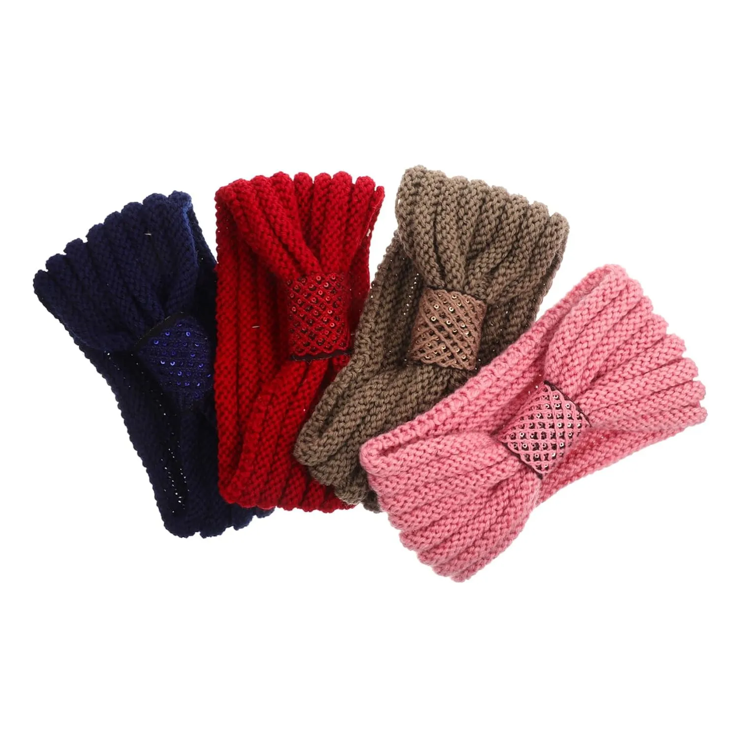 NOLITOY 4pcs Winter Headbands for Women Knotted Hair Turban Ear Warmer Headwrap Fashion Bow Headband