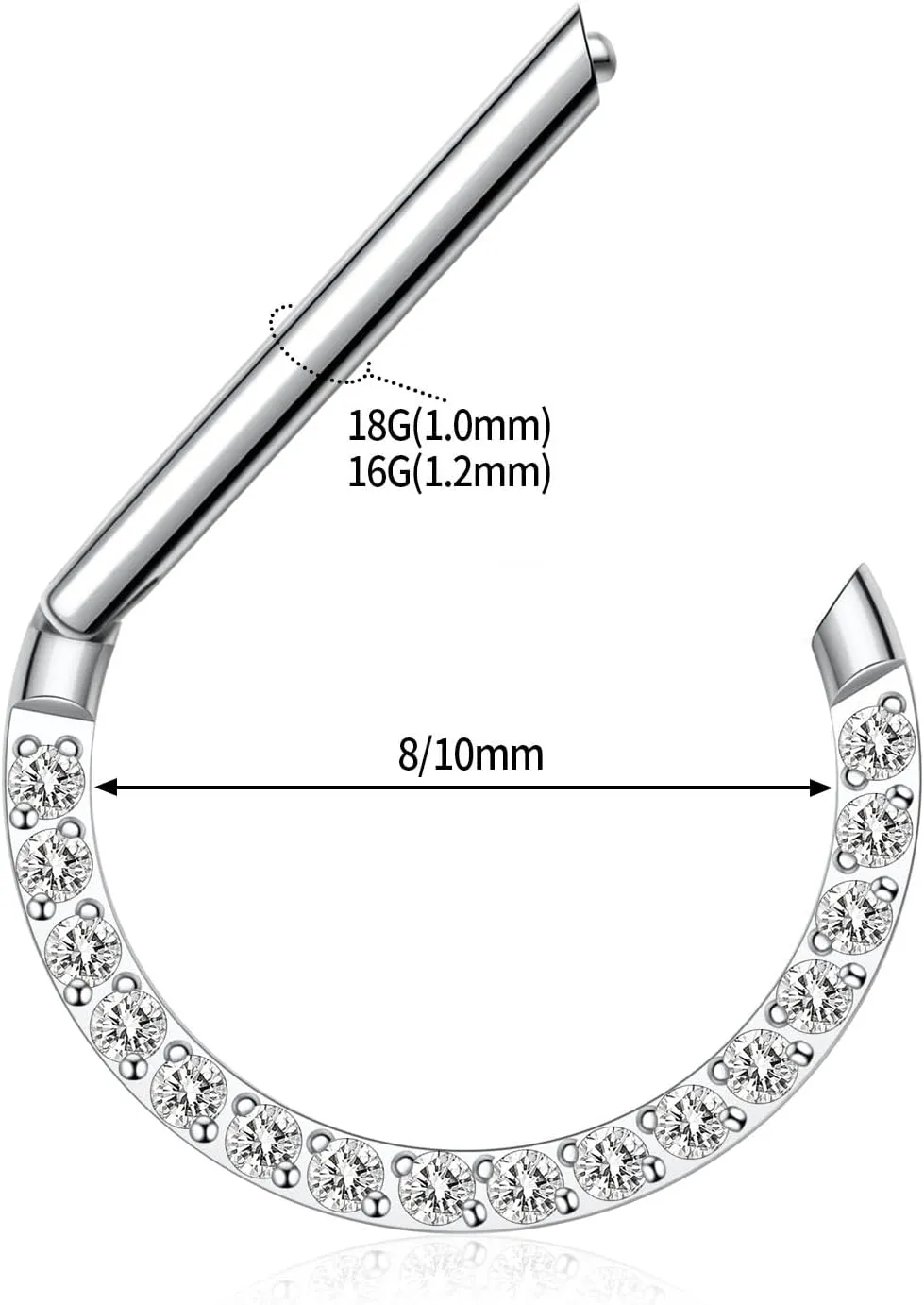 Nose Ring Straight Rod Septum Jewelry 16G & 18G - Daith, Conch, Tragus & Helix Piercing Jewelry - Surgical Steel