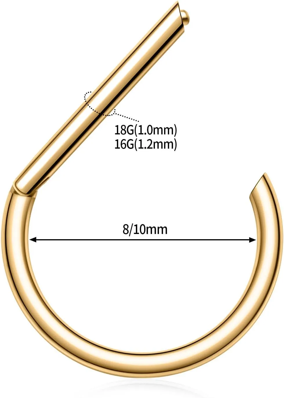 Nose Ring Straight Rod Septum Jewelry 16G & 18G - Daith, Conch, Tragus & Helix Piercing Jewelry - Surgical Steel