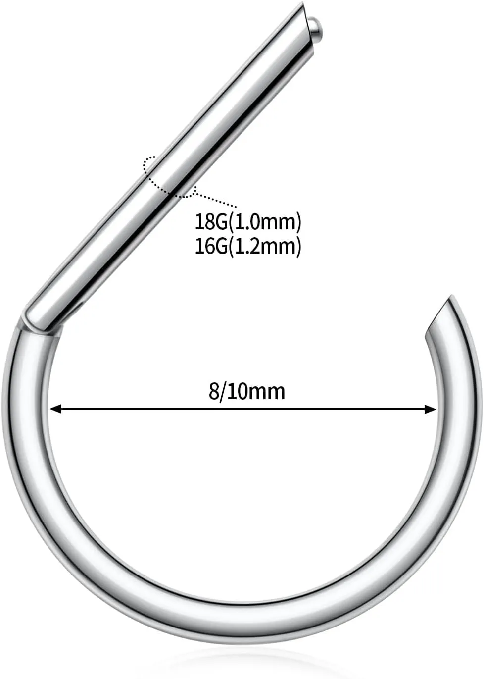 Nose Ring Straight Rod Septum Jewelry 16G & 18G - Daith, Conch, Tragus & Helix Piercing Jewelry - Surgical Steel