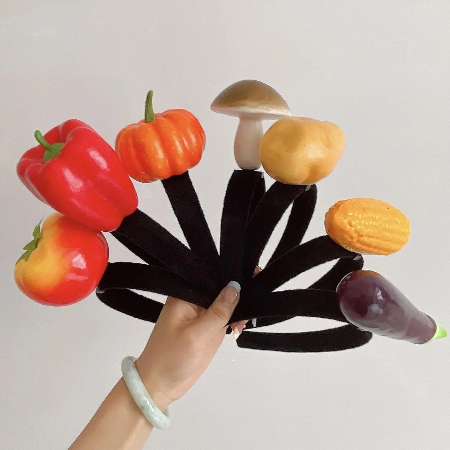 Novelty Knitted Headbands Stuffed Vegetables Hairbands Comfortable Costume Headpiece for Party Costume Accessory