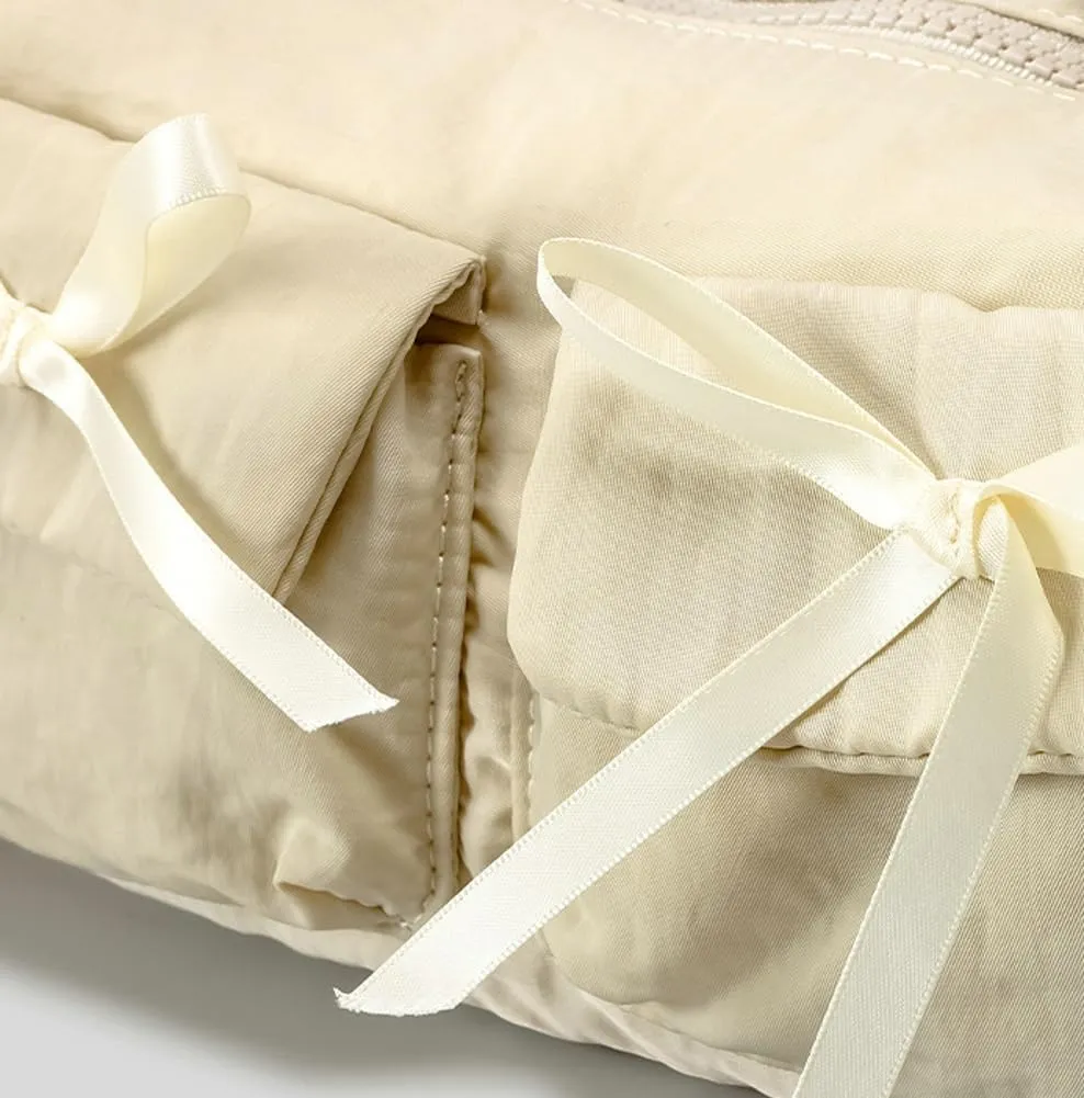 Nylon Bow-Tie Hobo Bags for Women Vintage Bowknot Crossbody Bags for Women Ballet Satchel Handbag Chic Clutch Purse