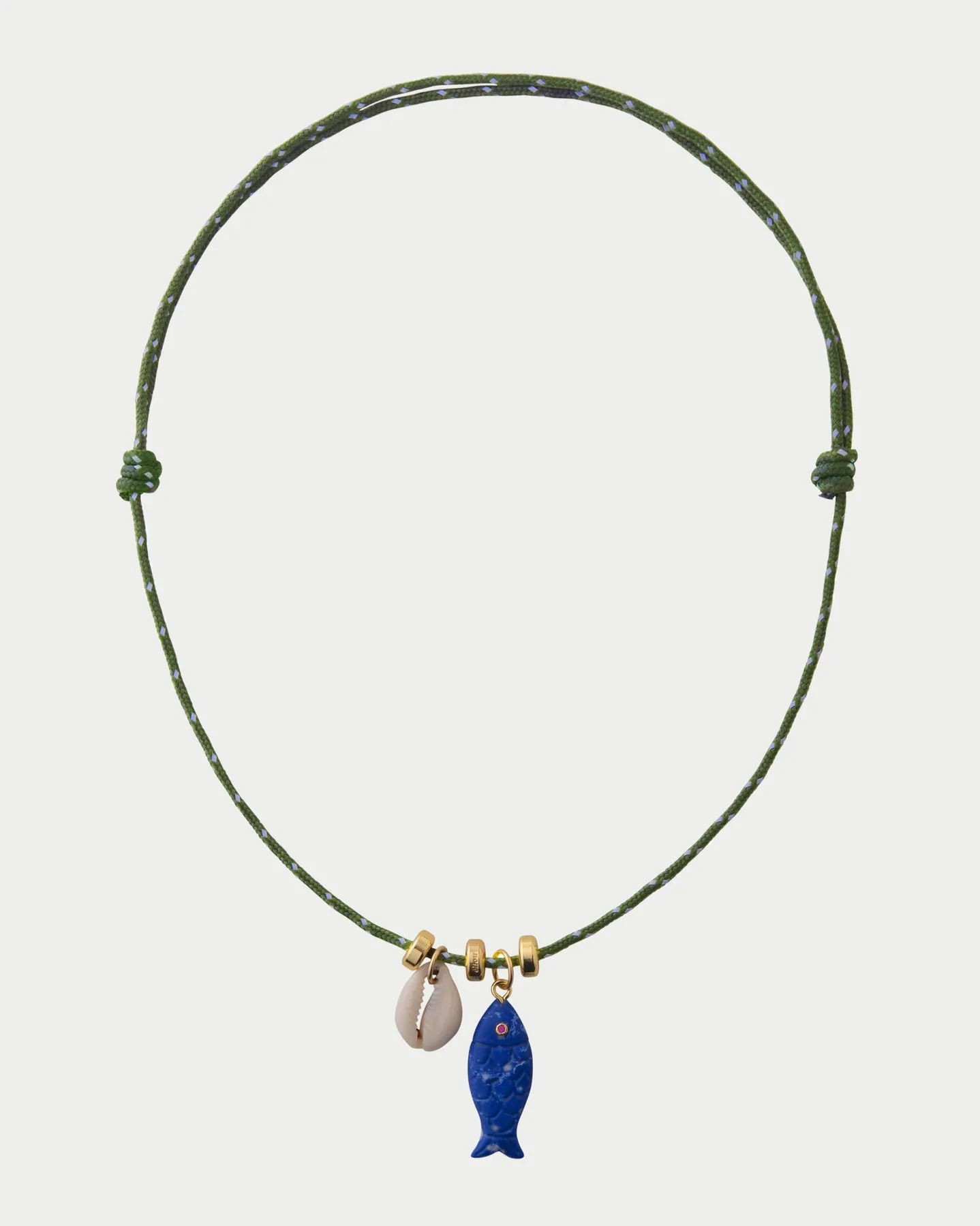 Ollie Necklace-Olive/Blue