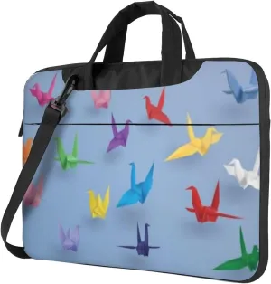 Origami Multicolor Papercraft Cranes Practical 13-15.6 Inch Laptop Bag For Man And Women, Computer Messenger Bag, Trendy Shoulder Strap Design