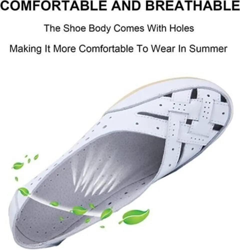 Orthopedic Loafers in Breathable Leather, 2024 Wide Size Orthopedic Loafers in Breathable Leather, Breathable Shoes for Women