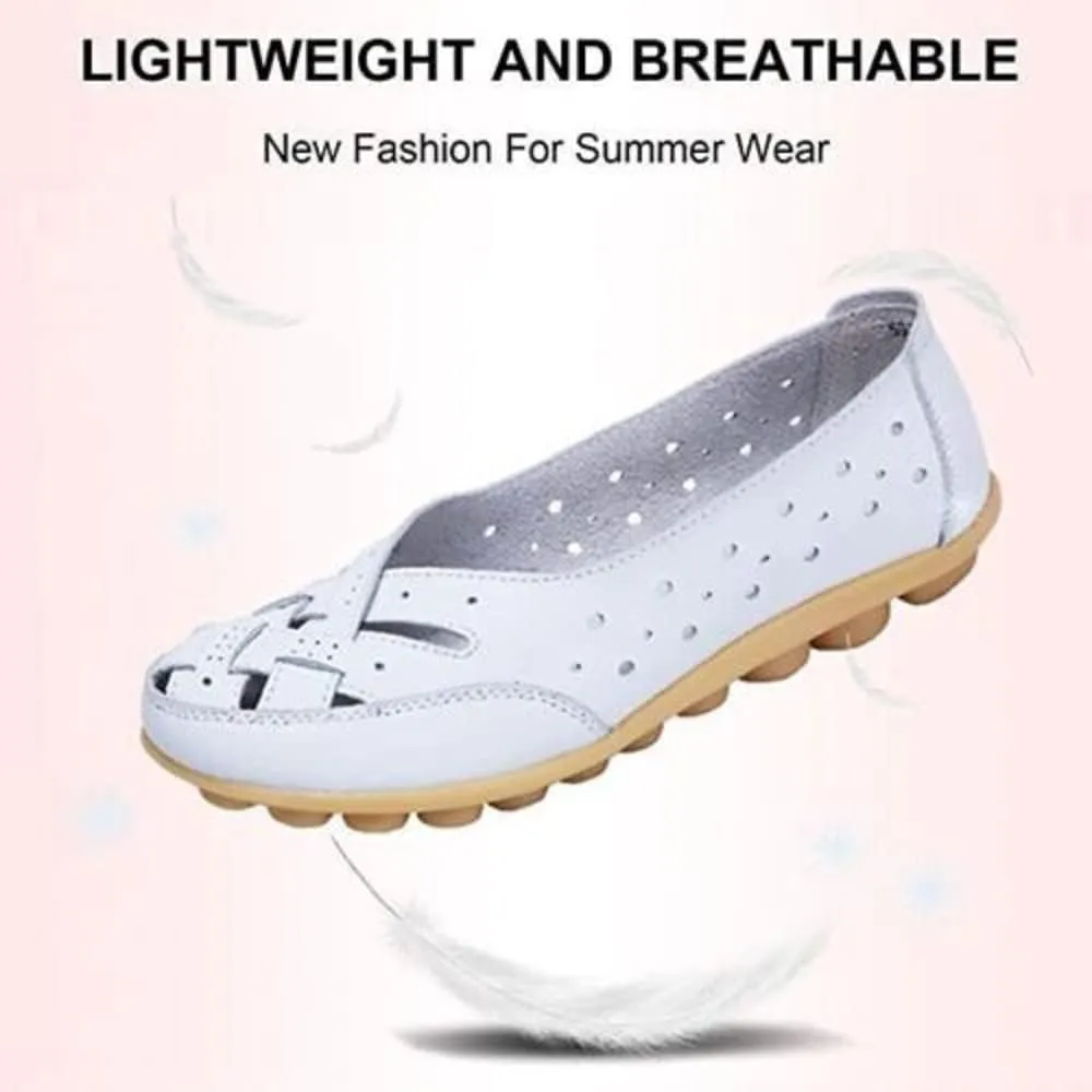 Orthopedic Loafers in Breathable Leather, 2024 Wide Size Orthopedic Loafers in Breathable Leather, Breathable Shoes for Women