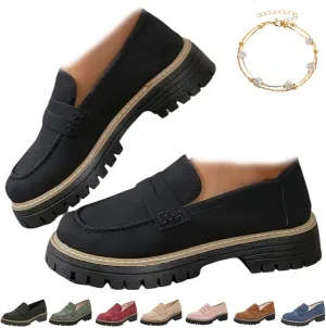 Orthoture Orthopedic Platform Loafers, Lug Sole Loafers for Women, Womens Round Toe Walking Shoe,Slip on Shoes