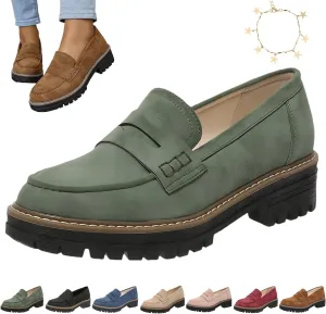 Orthoture Orthopedic Platform Loafers, Vintage Platform Loafers for Women Include Anklet, Comfortable Anti-Slip Shoes for Work Office Business Casual Dress