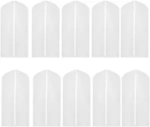 Pack of 10 Translucent Garment Bags and Waterproof Suit Covers Convenient for Shirts Coat Dresses Use