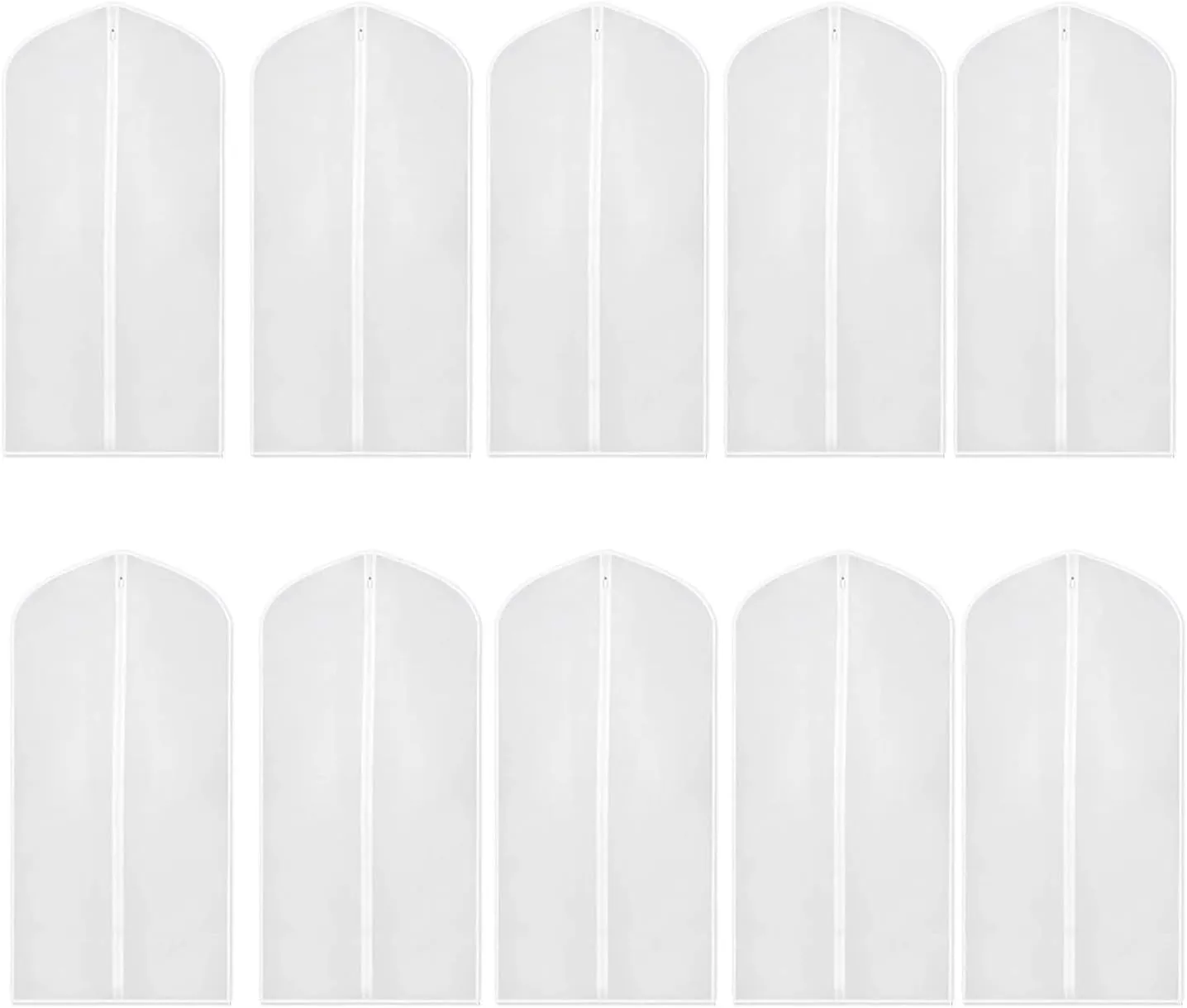 Pack of 10 Translucent Garment Bags and Waterproof Suit Covers Convenient for Shirts Coat Dresses Use