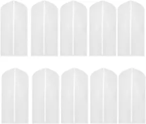 Pack of 10 Translucent Garment Bags and Waterproof Suit Covers Convenient for Shirts Coat Dresses Use