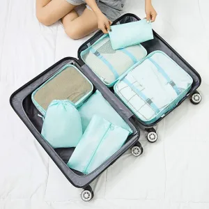 Packing Organizers 7 Piece Pack Cube Travel Storage Bag Clothes Packaging Cube Luggage Storage Bag for Travel(Green B)