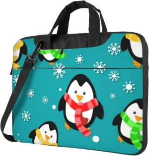 Penguin With Scarf Practical 13-15.6 Inch Laptop Bag For Man And Women, Computer Messenger Bag, Trendy Shoulder Strap Design