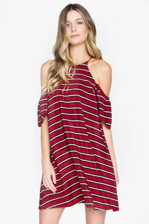 Pippi Striped Cold Shoulder Dress