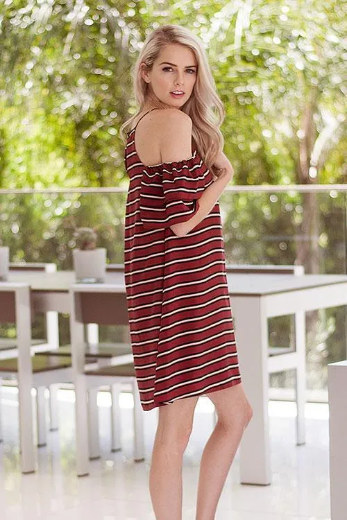 Pippi Striped Cold Shoulder Dress