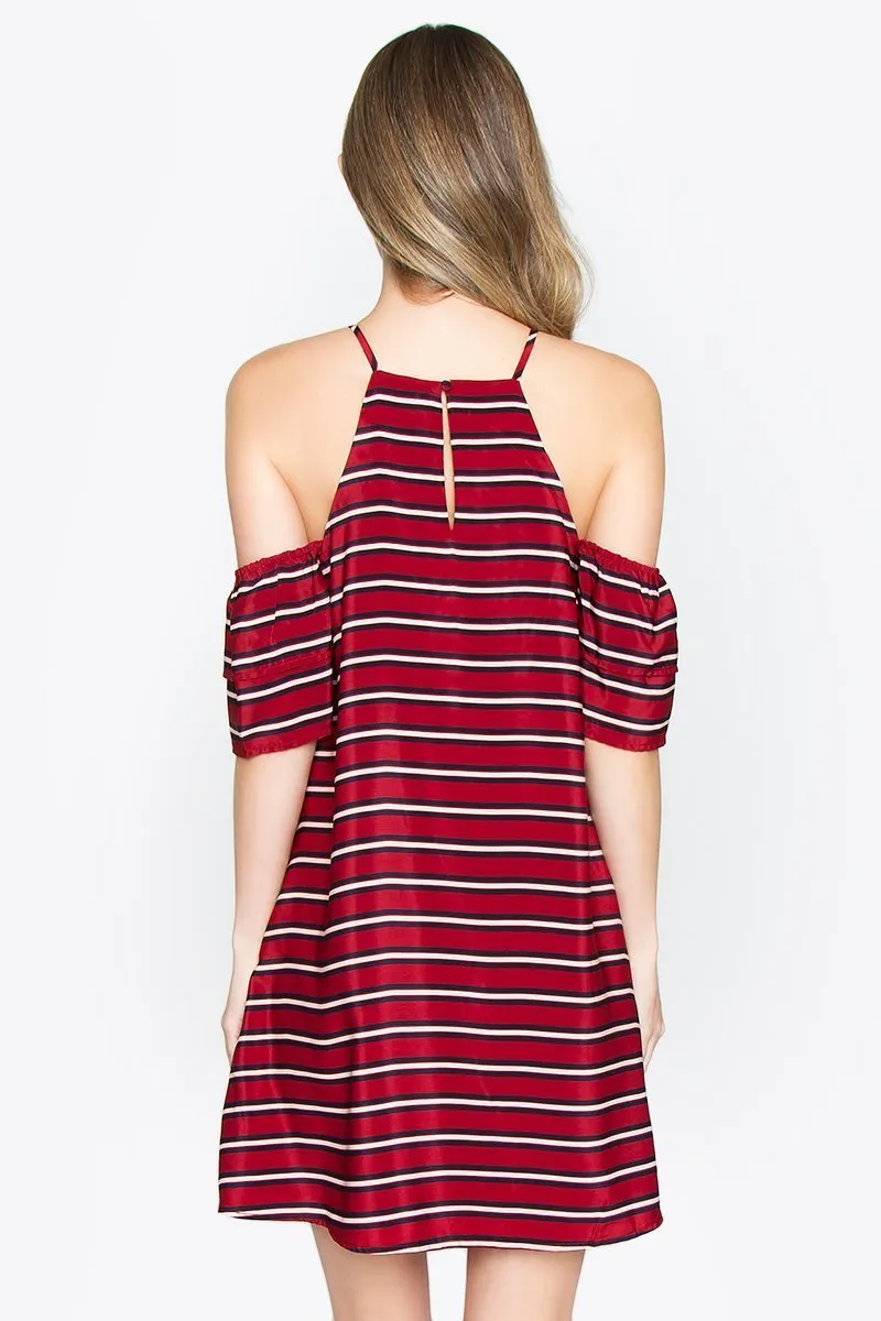 Pippi Striped Cold Shoulder Dress