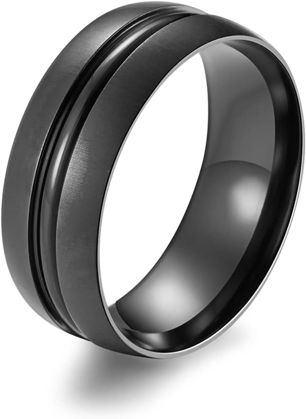 Pointer Finger Ring, Mens Rings Jewelry Black Brushed Ring 8mm Stainless Steel Vintage Jewelry for Promise